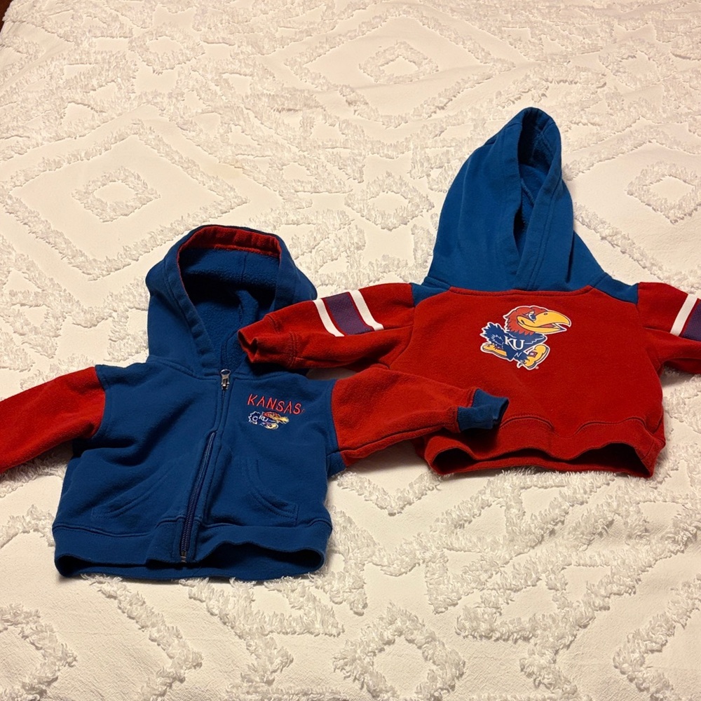 Kids KU Hoodie Set - Red and Blue, 12 month. Perfect for Twins.